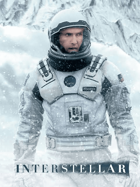 Interstellar poster showing Cooper in a NASA spacesuit on an icy planet